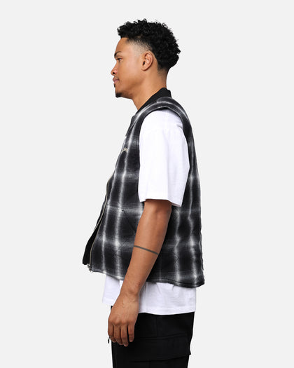 X-Large Ombre Plaid Reversible Vest Black