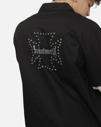 Saint Morta Marked Layered Long Sleeve Button Up Shirt Black/White