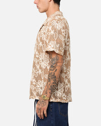 XXIII Resort Knit Button Up Shirt Tan/Cream