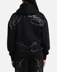 Ed Hardy Cyber Rhinestone Zip-Up Hoodie Black