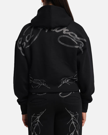 Ed Hardy Cyber Rhinestone Zip-Up Hoodie Black