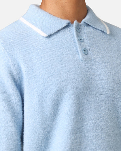 XXIII Fluffy Long Sleeve Polo Shirt Blue