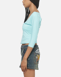 Ed Hardy Women's Signature 3/4 Sleeve Tee Ice Sage
