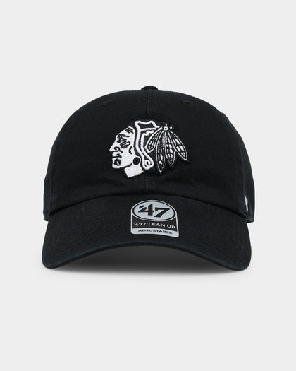 47 Brand Chicago Blackhawks 47 Clean Up Strapback Black/White