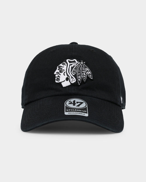 47 Brand Chicago Blackhawks 47 Clean Up Strapback Black/White