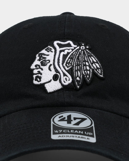 47 Brand Chicago Blackhawks 47 Clean Up Strapback Black/White