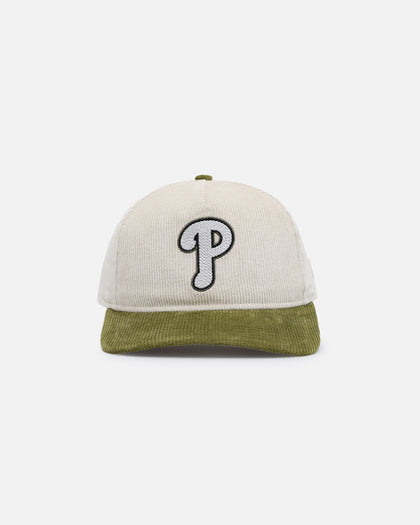 New Era Philadelphia Phillies 'Dusty Olive Corduroy' Golfer Pre-Curved Snapback Green Med