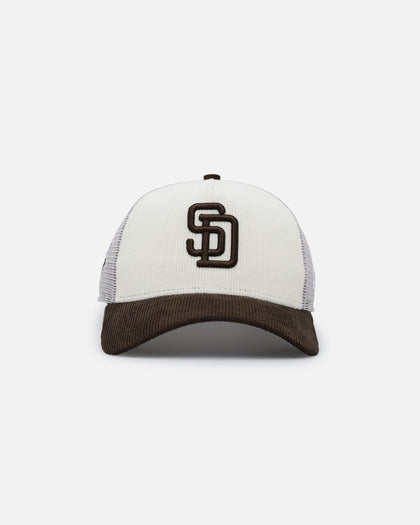 New Era San Diego Padres 9FORTY A-Frame Trucker Snapback Chrome/Walnut
