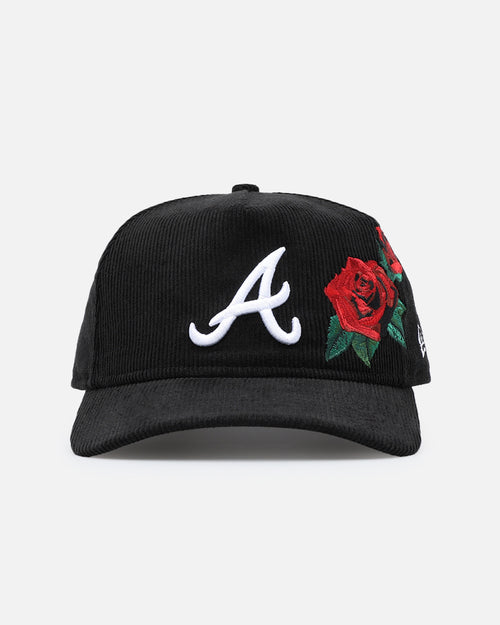 New Era Atlanta Braves 'Corduroy Rose' Pre-Curved Golfer Snapback Black Corduroy/White