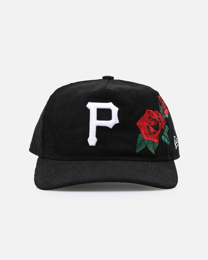 New Era Pittsburgh Pirates 'Corduroy Roses' Pre-Curved Golfer Snapback Black Corduroy/White