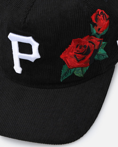 New Era Pittsburgh Pirates 'Corduroy Roses' Pre-Curved Golfer Snapback Black Corduroy/White