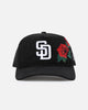 New Era San Diego Padres 'Corduroy Roses' Pre-Curved Golfer Snapback Black Corduroy/White
