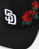 New Era San Diego Padres 'Corduroy Roses' Pre-Curved Golfer Snapback Black Corduroy/White