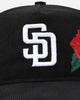 New Era San Diego Padres 'Corduroy Roses' Pre-Curved Golfer Snapback Black Corduroy/White