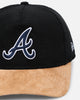 New Era Atlanta Braves 'Corduroy Suede' Pre-Curved Golfer Snapback Washed Black