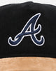 New Era Atlanta Braves 'Corduroy Suede' Pre-Curved Golfer Snapback Washed Black