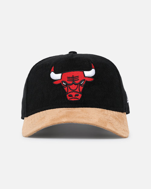 New Era Chicago Bulls 'Corduroy Suede' Pre-Curved Golfer Snapback Washed Black