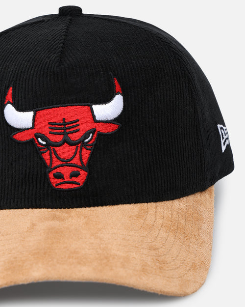 New Era Chicago Bulls 'Corduroy Suede' Pre-Curved Golfer Snapback Washed Black