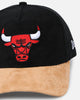 New Era Chicago Bulls 'Corduroy Suede' Pre-Curved Golfer Snapback Washed Black