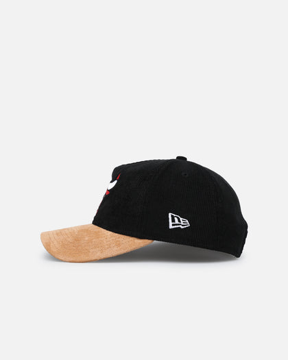 New Era Chicago Bulls 'Corduroy Suede' Pre-Curved Golfer Snapback Washed Black
