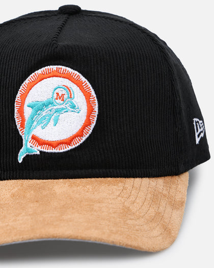 New Era Miami Dolphins 'Corduroy Suede' Pre-Curved Golfer Snapback Washed Black