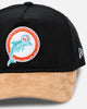 New Era Miami Dolphins 'Corduroy Suede' Pre-Curved Golfer Snapback Washed Black