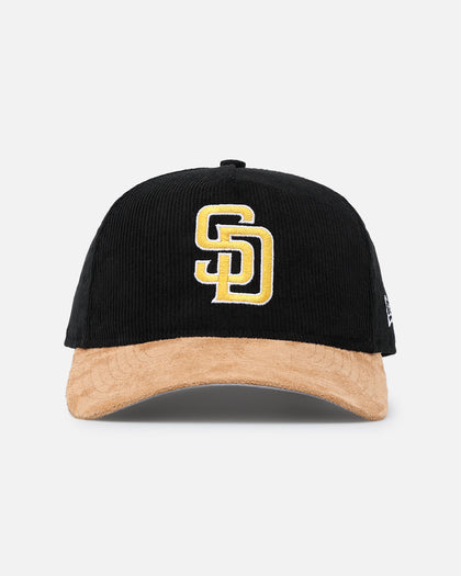 New Era San Diego Padres 'Corduroy Suede' Pre-Curved Golfer Snapback Washed Black