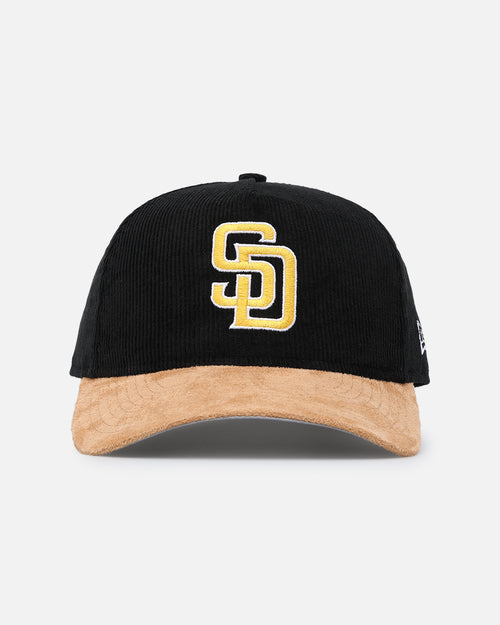 New Era San Diego Padres 'Corduroy Suede' Pre-Curved Golfer Snapback Washed Black