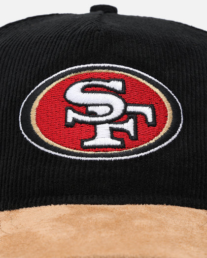 New Era San Francisco 49ers 'Corduroy Suede' Pre-Curved Golfer Snapback Washed Black