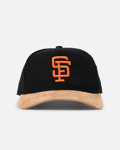 New Era San Francisco Giants 'Corduroy Suede' Pre-Curved Golfer Snapback Washed Black