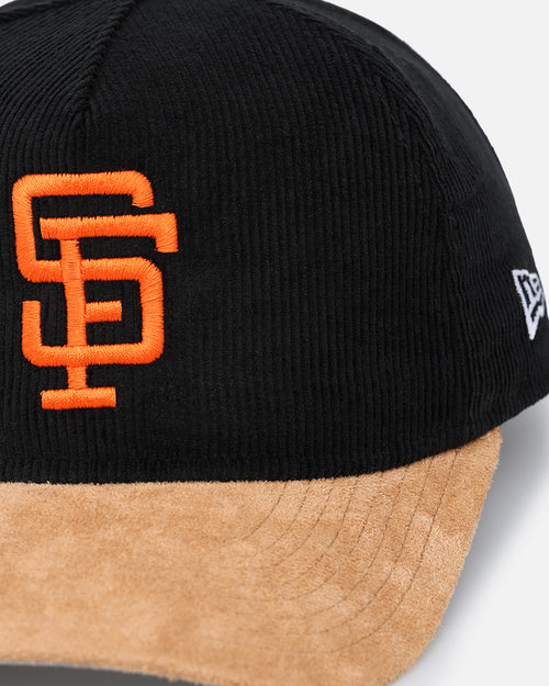 New Era San Francisco Giants 'Corduroy Suede' Pre-Curved Golfer Snapback Washed Black