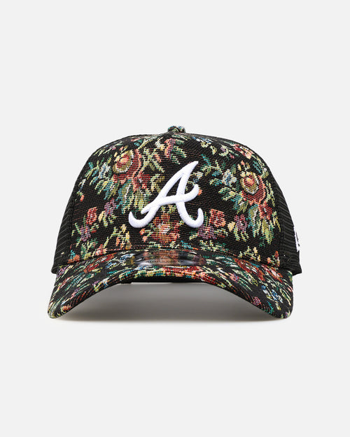 New Era Atlanta Braves 'Black Floral Tapestry' 9FORTY A-Frame Trucker Snapback Tapestry