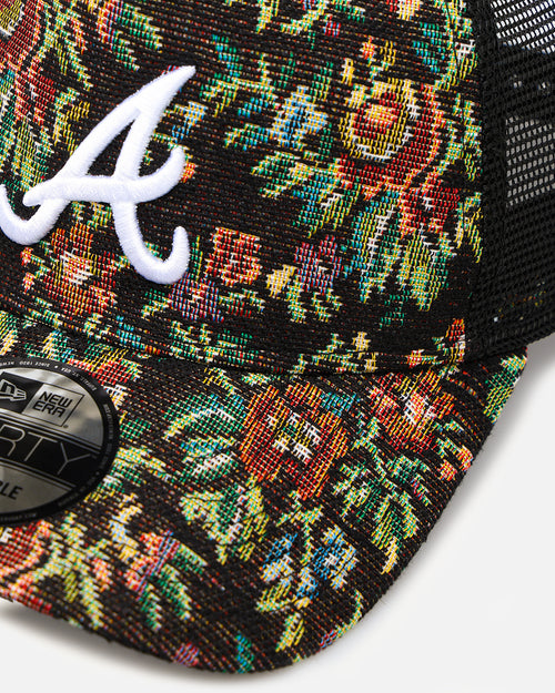 New Era Atlanta Braves 'Black Floral Tapestry' 9FORTY A-Frame Trucker Snapback Tapestry