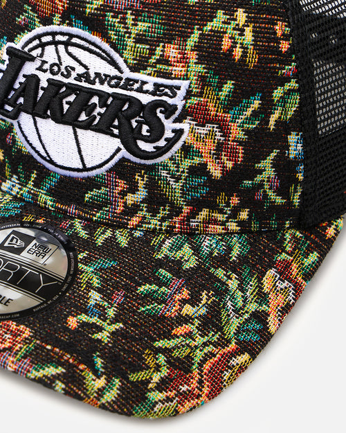New Era Los Angeles Lakers 'Black Floral Tapestry' 9FORTY A-Frame Trucker Snapback Tapestry