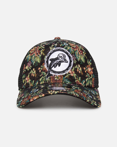 New Era Miami Dolphins 'Black Floral Tapestry' 9FORTY A-Frame Trucker Snapback Tapestry