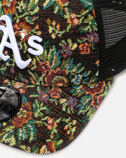 New Era Oakland Athletics 'Black Floral Tapestry' 9FORTY A-Frame Trucker Snapback Tapestry
