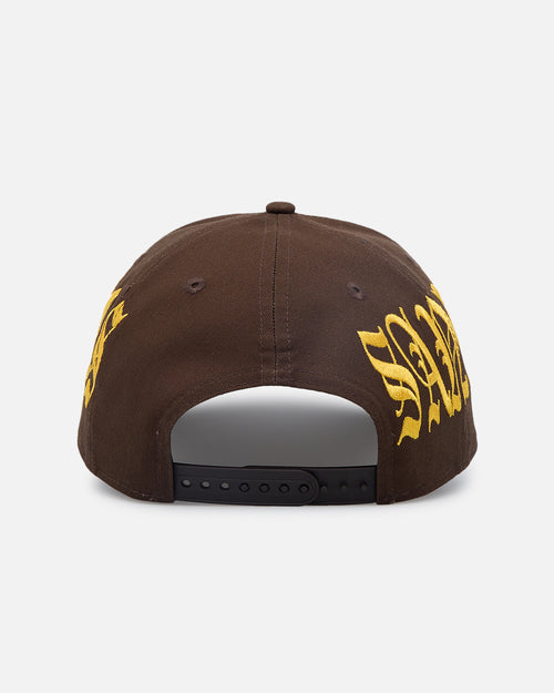 New Era San Diego Padres 'Goth Script' 9FORTY A-Frame Snapback Walnut/Gold