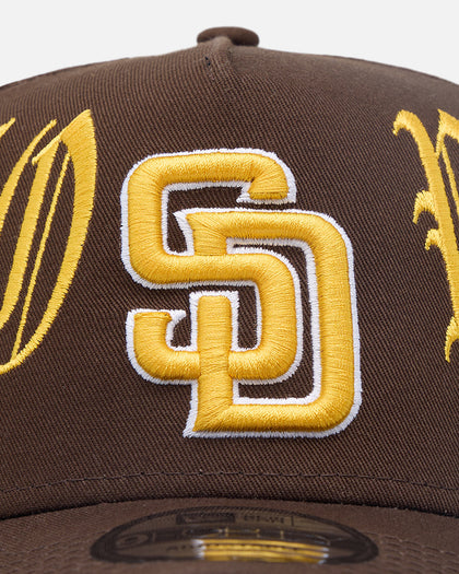 New Era San Diego Padres 'Goth Script' 9FORTY A-Frame Snapback Walnut/Gold