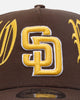 New Era San Diego Padres 'Goth Script' 9FORTY A-Frame Snapback Walnut/Gold