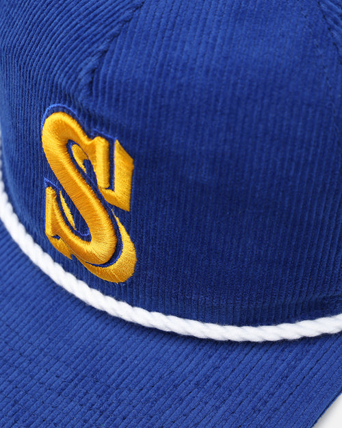 New Era Seattle Mariners 'Throwback Corduroy' Golfer Snapback Royal