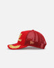 New Era Chicago Bulls 'Podium Pack' Pre-Curved Golfer Trucker Snapback Scarlett/Metallic Gold