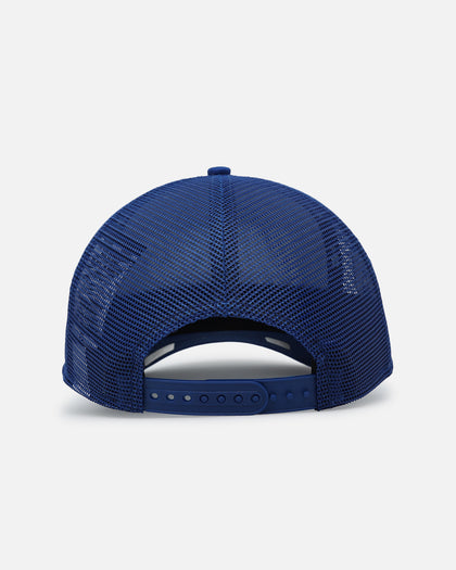 New Era Las Vegas Raiders 'Podium Pack' Pre-Curved Golfer Trucker Snapback Light Royal/Metallic Gold