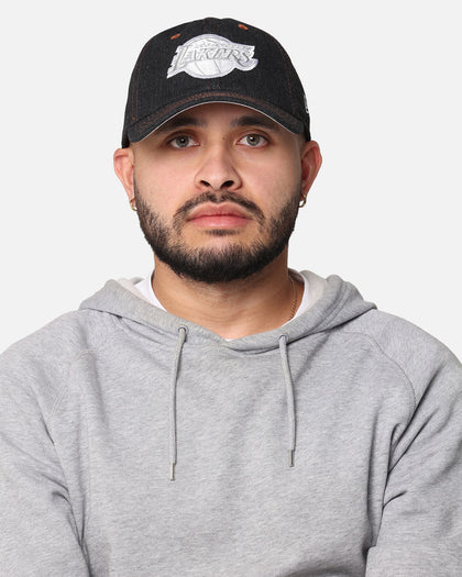 New Era Los Angeles Lakers "Black Denim" Classic Casual Strapback Black Denim/Rust Contrast