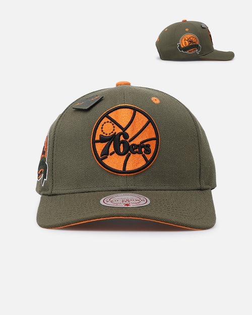 Mitchell & Ness Philadelphia 76ers 'Harmony of Hues' Pro Crown Snapback Olive/Orange