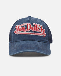 Von Dutch Washed Twill Trucker Snapback Navy