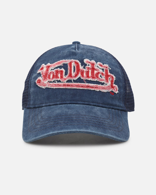 Von Dutch Washed Twill Trucker Snapback Navy