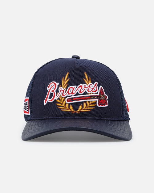 Pro Standard Atlanta Braves Fast Lane Logo Wool Trucker Strapback Midnight Navy