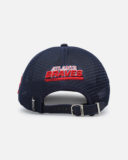 Pro Standard Atlanta Braves Fast Lane Logo Wool Trucker Strapback Midnight Navy