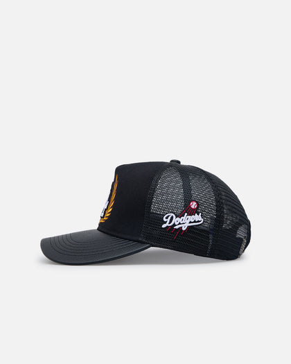 Pro Standard Los Angeles Dodgers Fast Lane Logo Wool Trucker Strapback Black