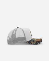 New Era Houston Astros "Camo Visor" 9FORTY A-Frame Trucker Snapback Stone/Olive